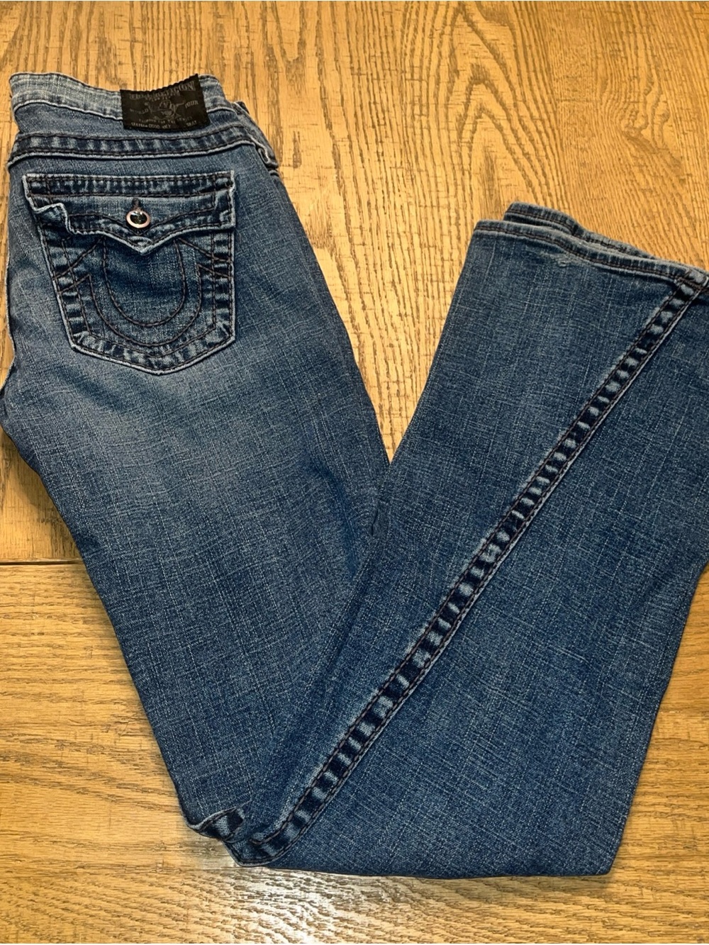 Vintage True Religion Jeans Women’s Sz 28 Distressed Flared Pants World Tour